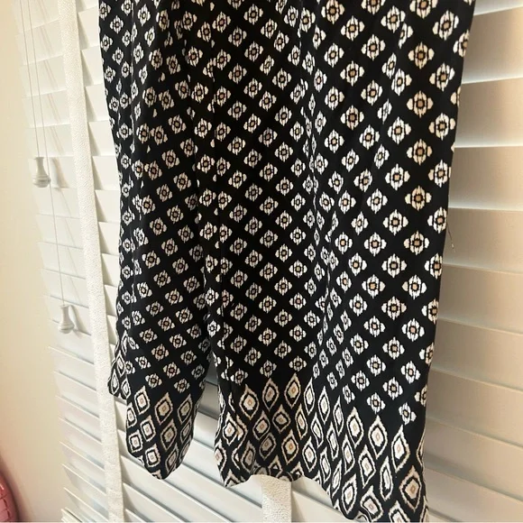 LOFT Wide Leg Pants The Pull On Black White Geometric Cropped Small Petite - Picture 5 of 13